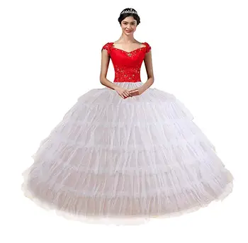 

YULUOSHA White Petticoats for Wedding Dress 6 Hoops 6 Layers Tulle Adjustable Ball Gown Prom Crinolina Vestido De Novia