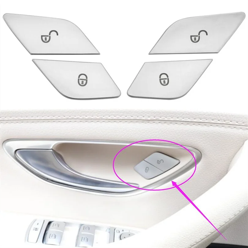 For Mercedes Benz W213 W205 C E S class W222 GLC X253 2015-19 Car Front Door Lock Switch Unlock Button Sticker Trim cars styling