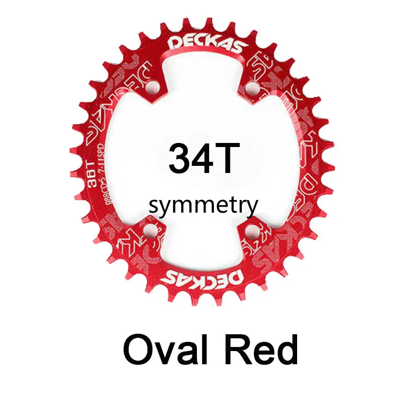 Oval-Red-34T Deckas MTB овальная Звездочка 96BCD узкая широкая круглая цепь кольцо 32 T/34 T/36 T/38 T шоссейные велосипедные шатуны - Цвет: Oval-Red-34T