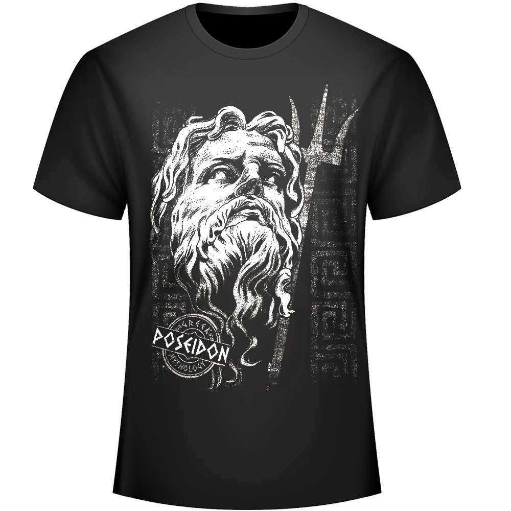 

Ancient Greek Gods Poseidon Portrait Statue Printed Men's T-Shirt. Summer Cotton Short Sleeve O-Neck Unisex T Shirt New S-3XL
