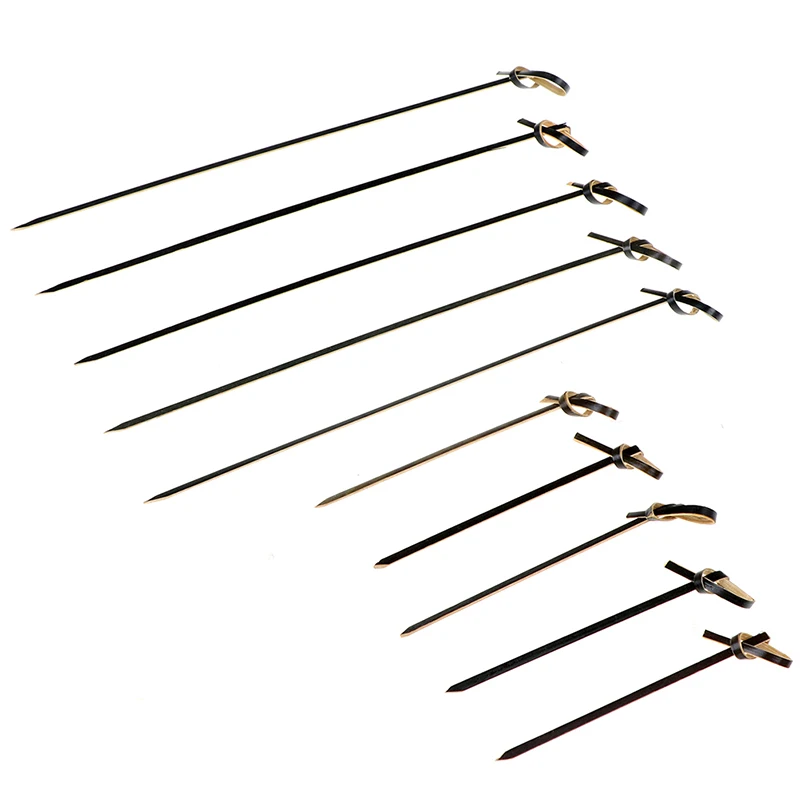 Ends Knotted Cocktail Picks 100pcs Disposable Bamboo Picks with Twisted for Cocktail Party Food Drink Barbeque Snacks Club