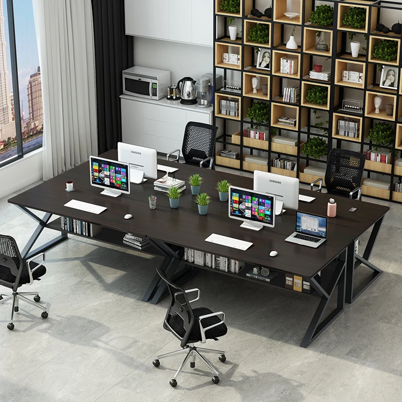 Conference table simple modern office desk furniture computer desk chair combination staff desk 4-6 people Conference table simple modern office desk furniture computer desk chair combination staff desk 4-6 people