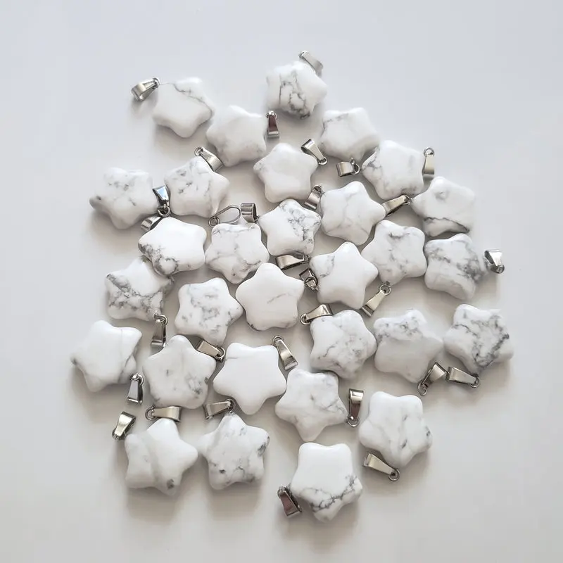 White Turquoise 50 шт./лот Горячая Мода Ассорти натуральный камень смешанный кулон Подвеска со звездой для DIY ювелирных изделий - Окраска металла: White Turquoise