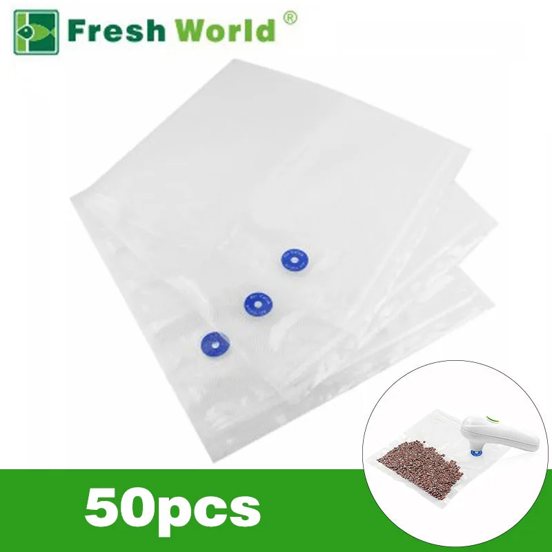 Kitchen Vacuum Bags For Food Storage Reusable Vacuum Seal Electric Pump Vacuum Zipper Food Saver Bag Including 50pcs