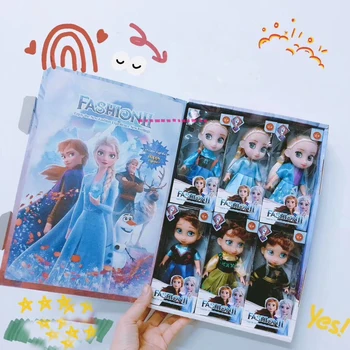 

Disney Princess Toys Frozen Princess Doll Snow Queen Anna Elsa Doll 6pcs/set Model Figure Toy for Children's Birthday Gifts