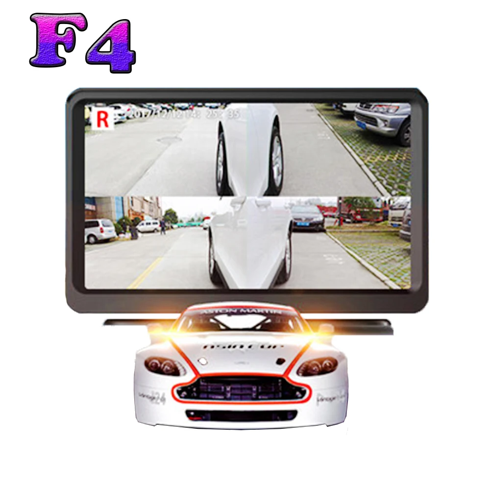 

F4 Quad view HD liquid crystal display screen 360 degree adjustable blind spot camera for car