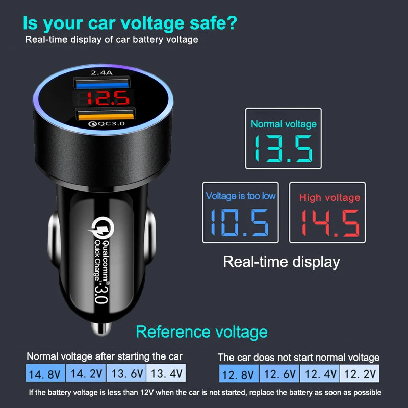 3.1A светодиодный дисплей двойной USB Автомобильное зарядное устройство Универсальный мобильный телефон автомобильное зарядное устройство для Xiaomi samsung S8 S9 iPhone X 6 6s 7 8 Plus планшет