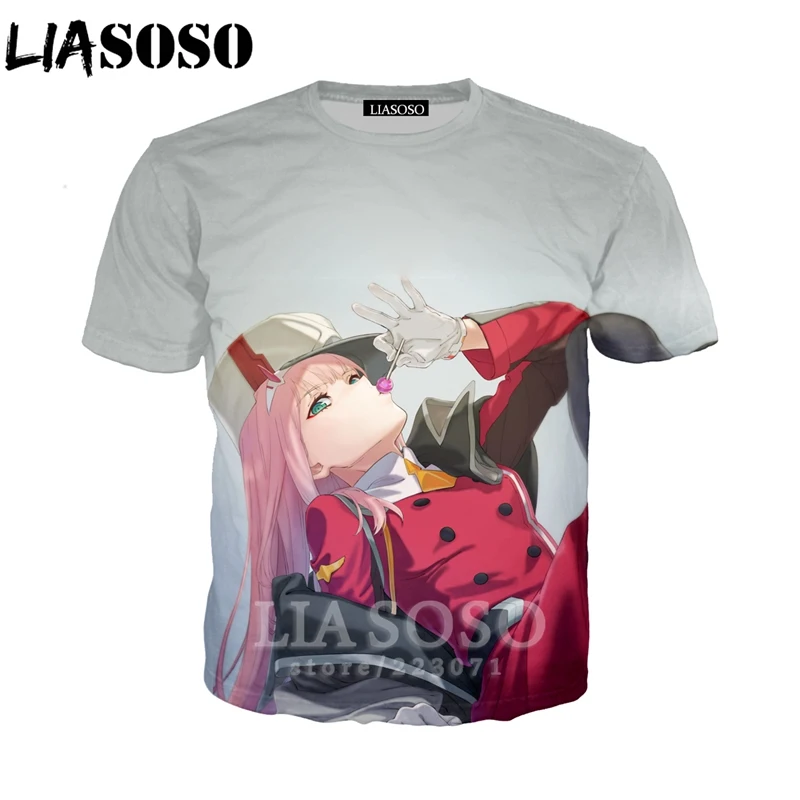 LIASOSO Darling In The Franxx Anime T Shirt 3D Print Men Women Sexy Girl ZERO TWO Tees Tops Men's Shirt Funny Pullover D001-03 (3)