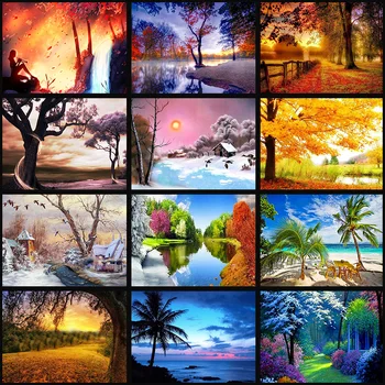 

full Diamond EmbroideryRound Diamond Landscape flowing water Full 5D Diamond painting cross stitch