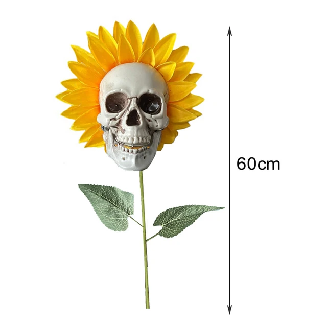 Skull Sunflower Halloween Decoration Atmosphere Garden Simulation Flower Ornament for Home Garden Decoration
