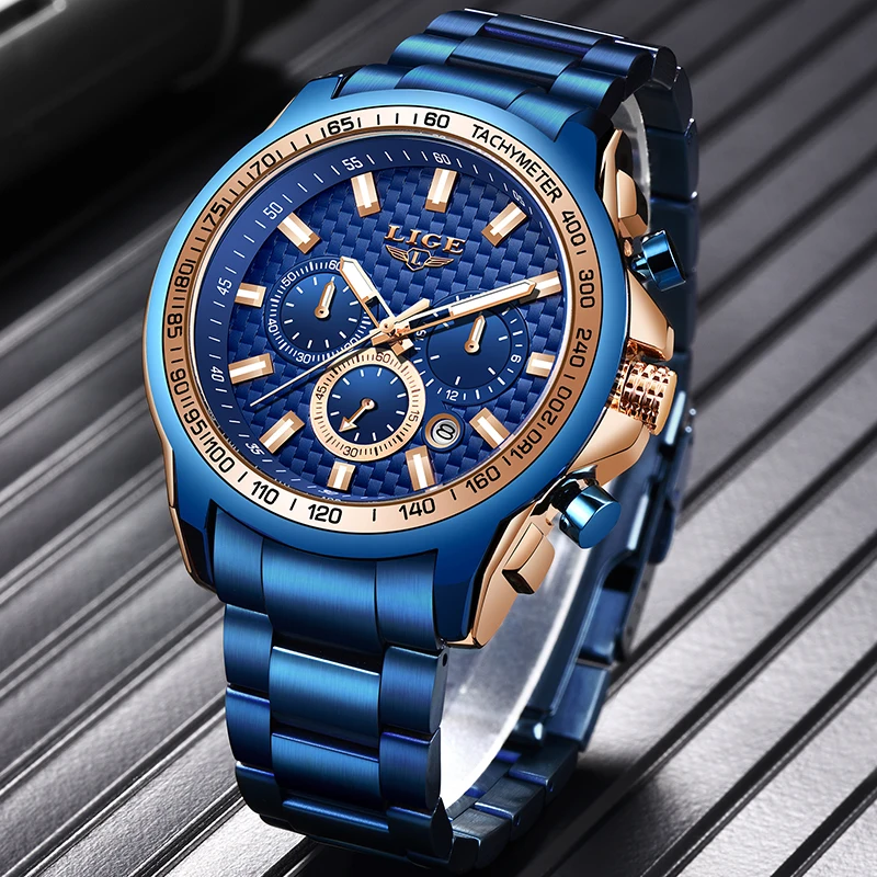 $23.99 Lige Mens Watches Military Sport Watch For Men Fashion Business Watch Stainless Steel Waterproof