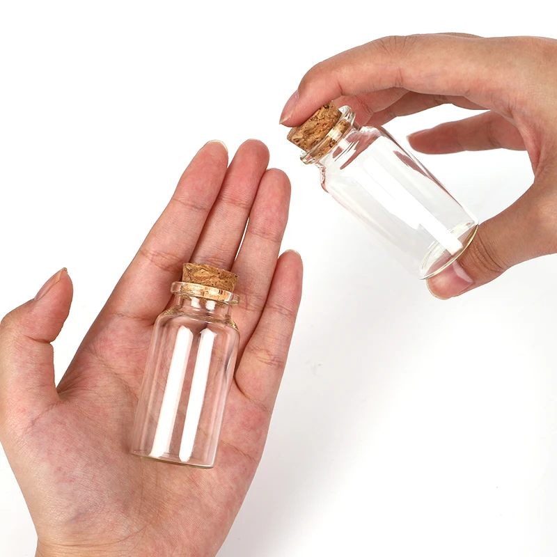 Glass Bottles Mini Glass Bottles 48PC/SET 25ml Mini Glass Bottle Cork Clear Wish Bottle Hanging Wedding Centerpiece Favors Glass Jar Wedding Decor