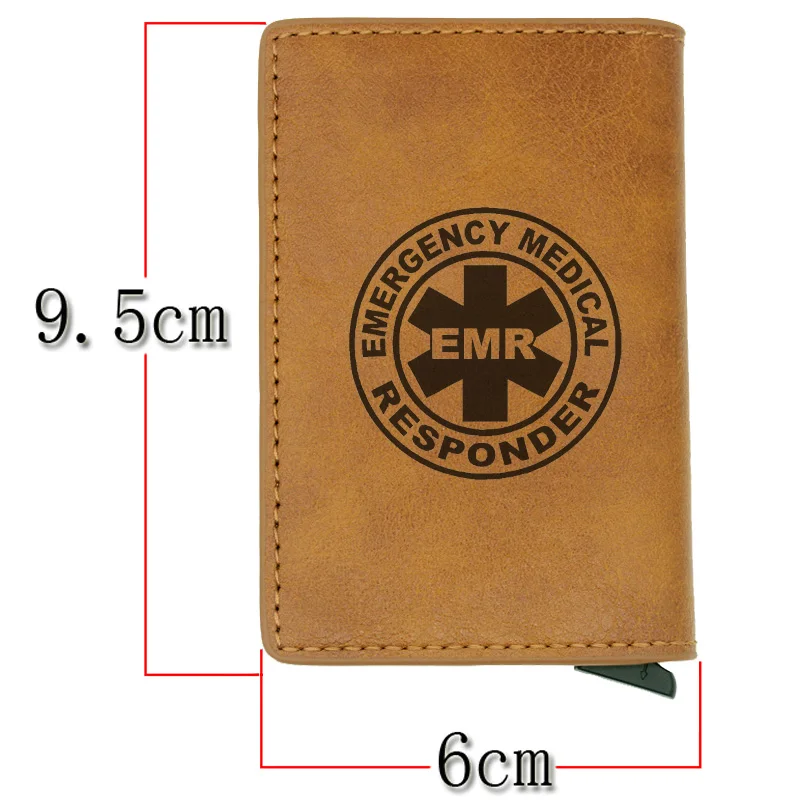 Классический аварийный медицинский ответчик EMR rfid держатель для карт мужские кошельки винтажные короткие кожаные тонкие кошельки маленький кошелек
