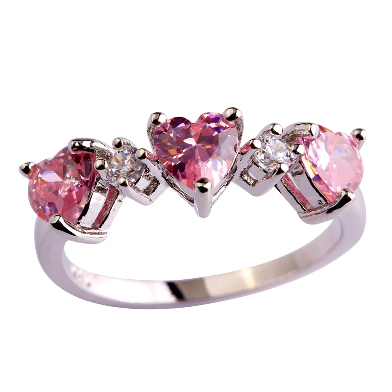 Серебряное кольцо с топазами Lingmei - Цвет основного камня: Розовый