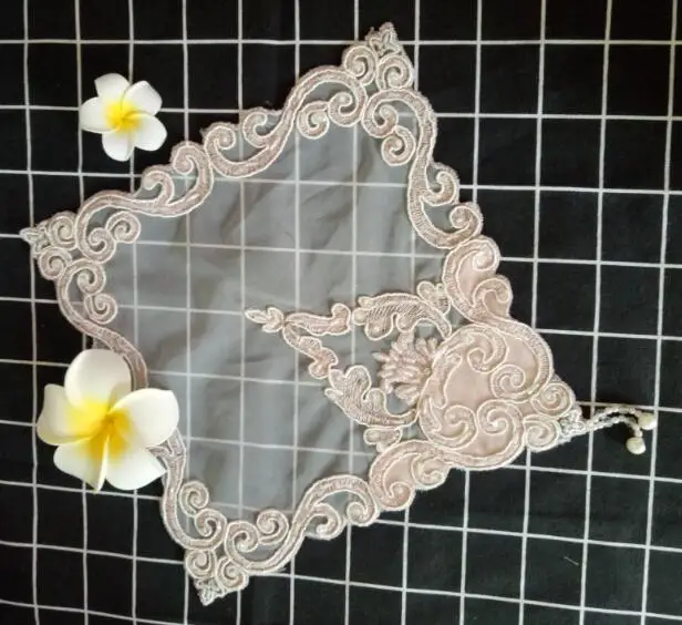 Modern Lace pink sequin Embroidery table place mat pad Cloth plate placemat cup mug tea dish coaster dining coffee doily kitchen