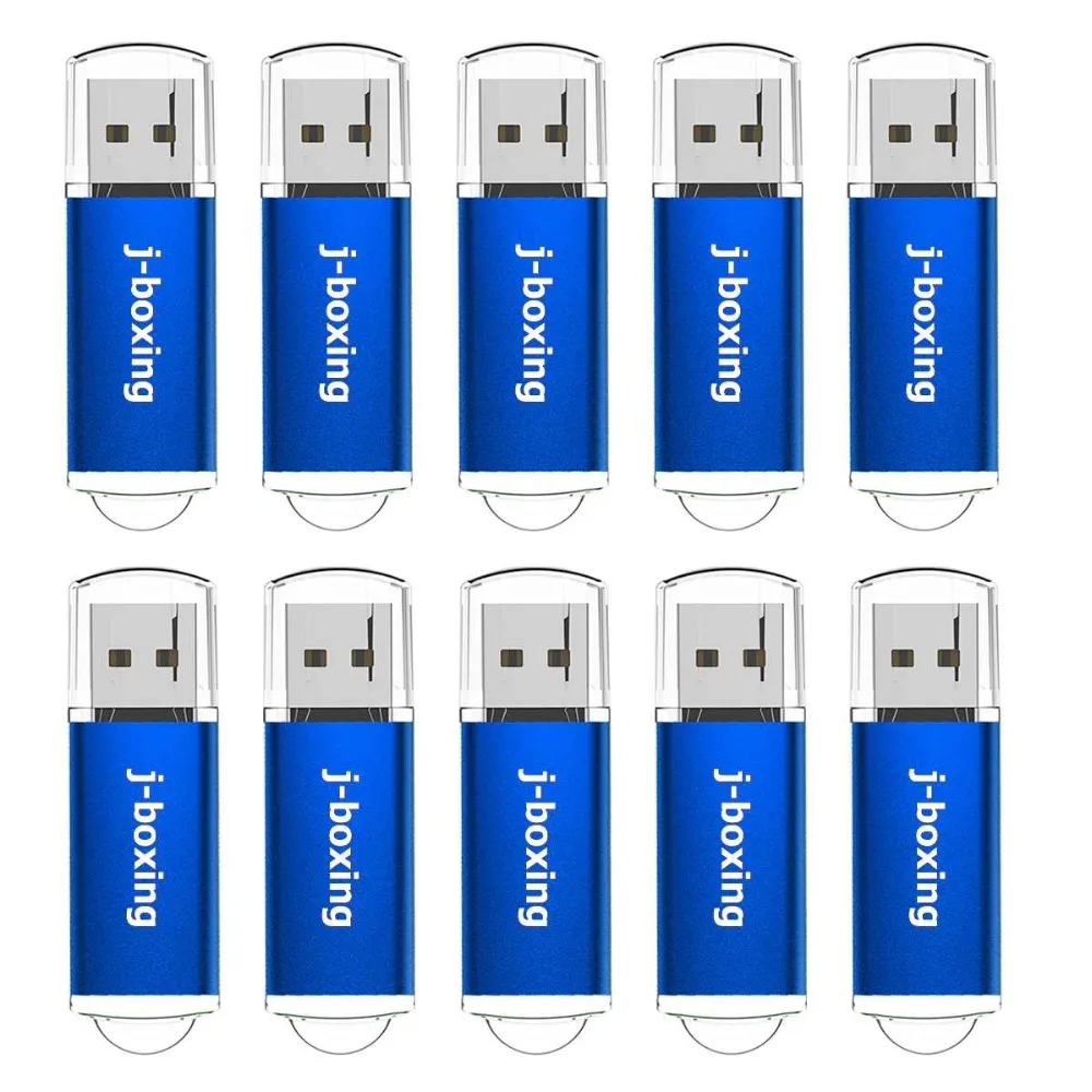 J-boxing 10 шт. 1 ГБ USB флеш-накопители оптом 2 Гб прямоугольник флешки 4 ГБ 8 ГБ USB 2,0 палочки 16 ГБ 32 ГБ Pendrives синий