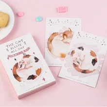 Ensemble de cartes postales mixtes «chat endormi ver2», Lot de 30 pièces, beaux papiers d'étudiants écoliers mignons, signets, cartes de vœux