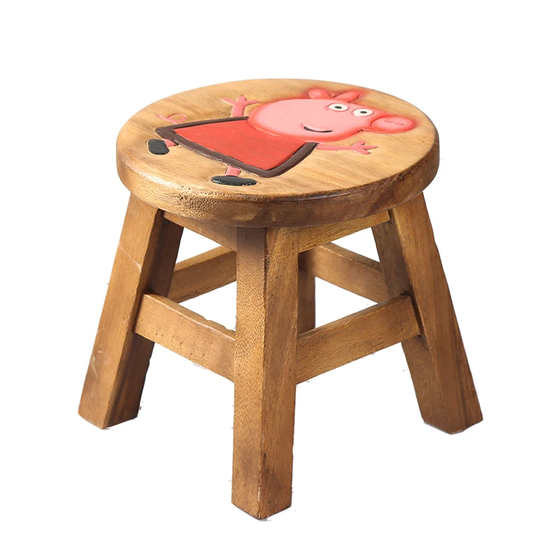 

Thailand imported children's creative animal cartoon small bench household shoes square bench solid wood round stool chair