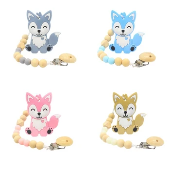 

Silicone Teething Pacifier Holder Chain Beads Toys Baby ABS Silicone Chew With Nipples Pacifier 3-18M Safe Clips For