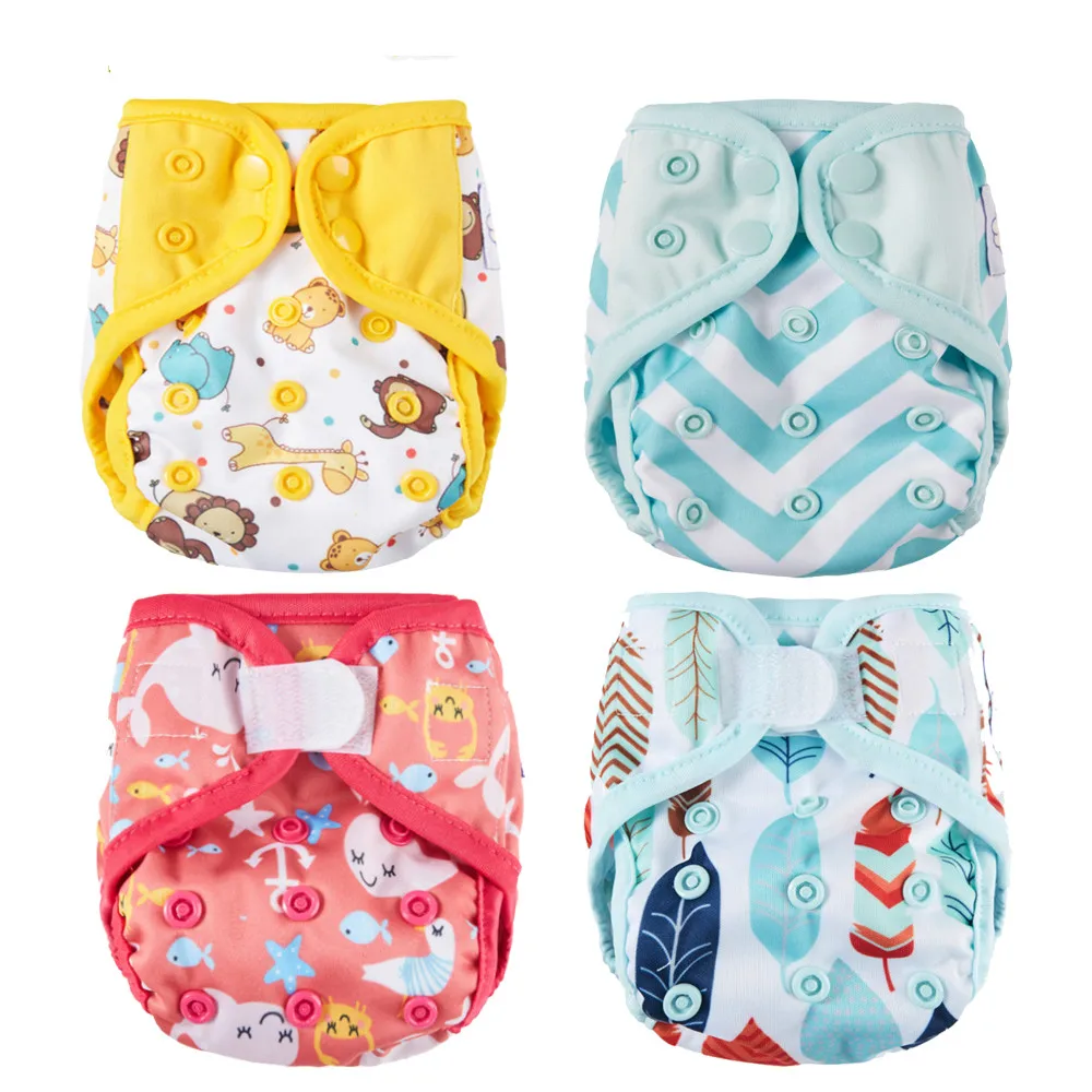 

Newborn Diaper Cover Cloth Diapers Tiny 5KG Baby Waterproof One Double Gussets Diaper Fit Size