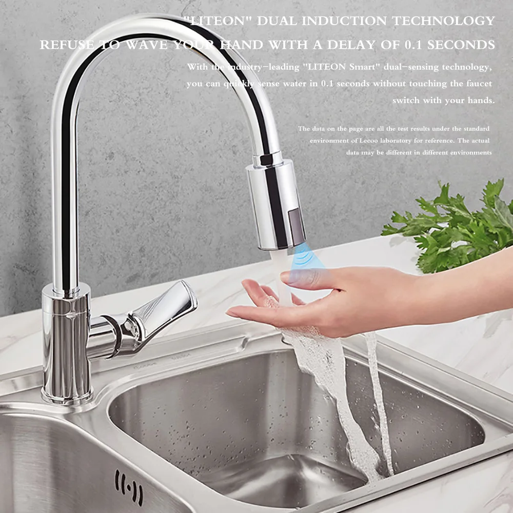 Zengkei Touchless Faucet Adapter Infrared Induction Water Saving Device Automatic Sensor Kitchen Bathroom Sink Water Saver Motion Sensor Adapter Water Overflow Protection