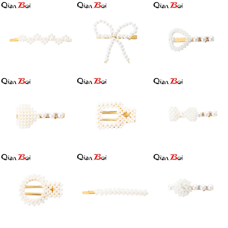 

QianBei Korean 11 Styles Acrylic Imitation Pearl Women Barrettes Elegant For Female Girl Hair Clip Hairgrips Hair Accessories
