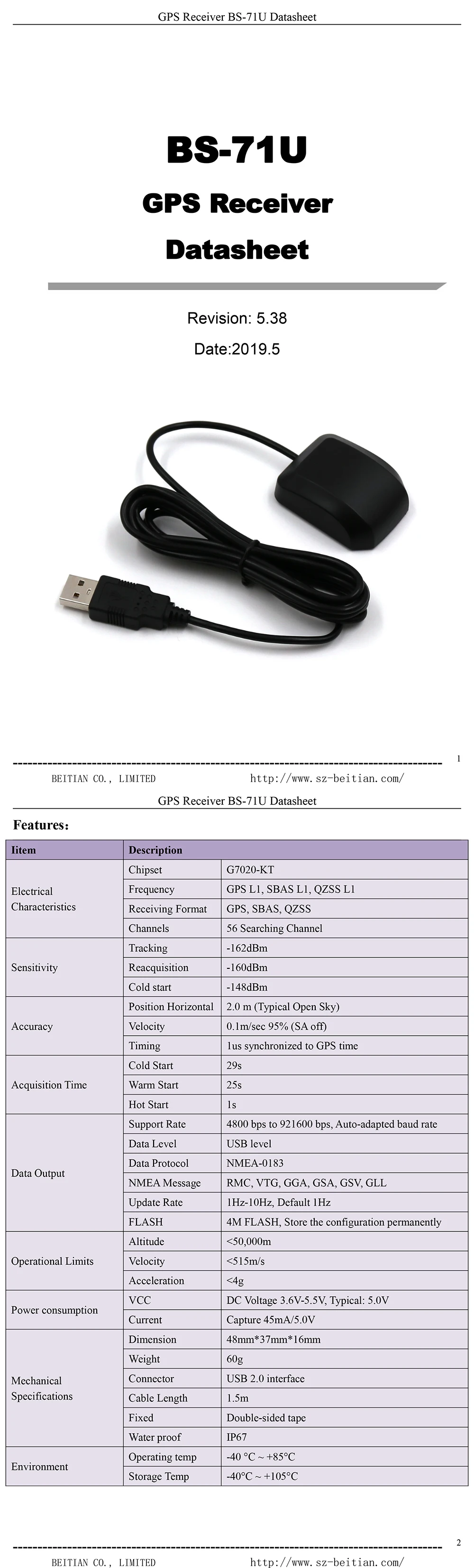 BEITIAN, gps-приемник, usb-драйвер, 4M-вспышка, NMEA-0183 Автоматическая Адаптированная скорость передачи данных, BS-71U, замена SIRF IV BU-353S4 VK-162