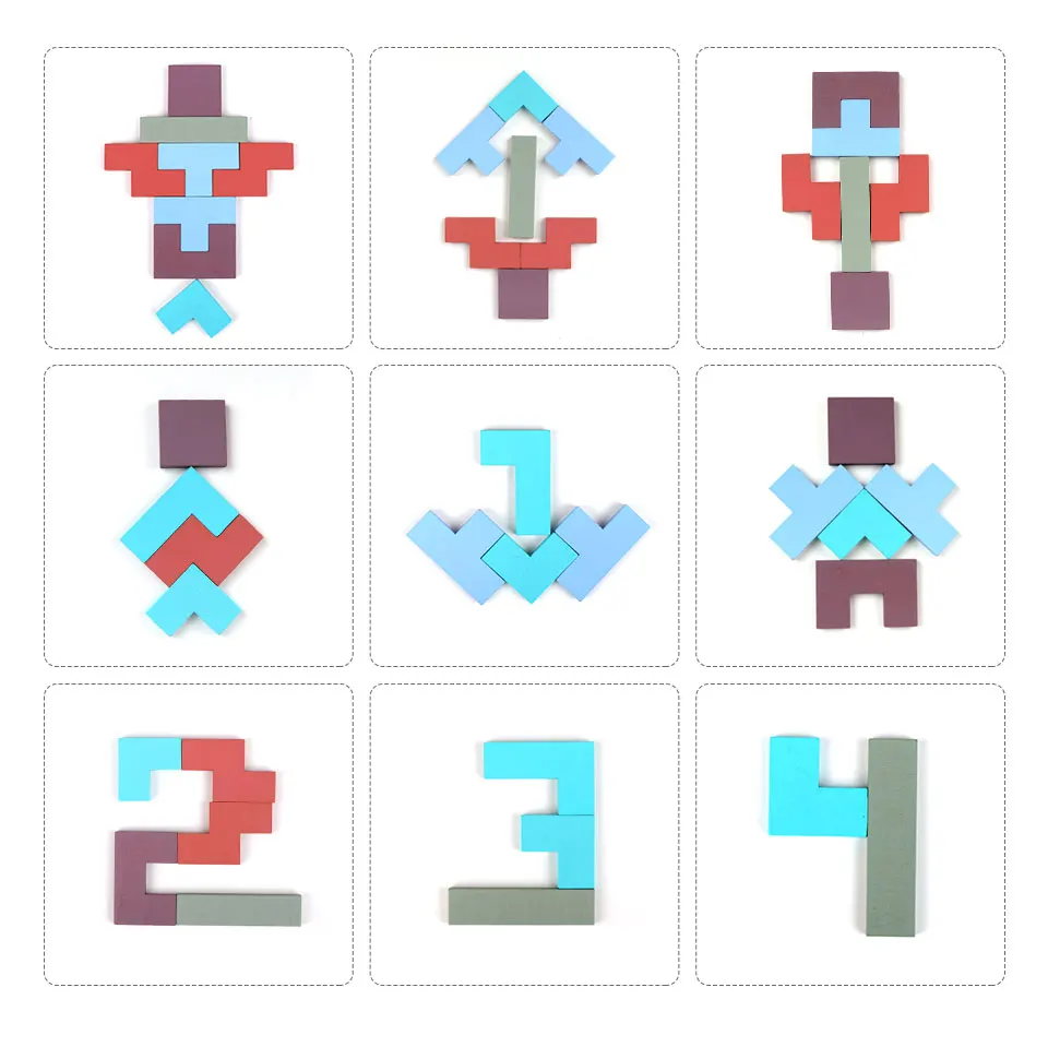3 in 1 Colorful Multi-function Wooden Tetris Puzzle Toys Preschool Children Educational Toys for Kids Gift