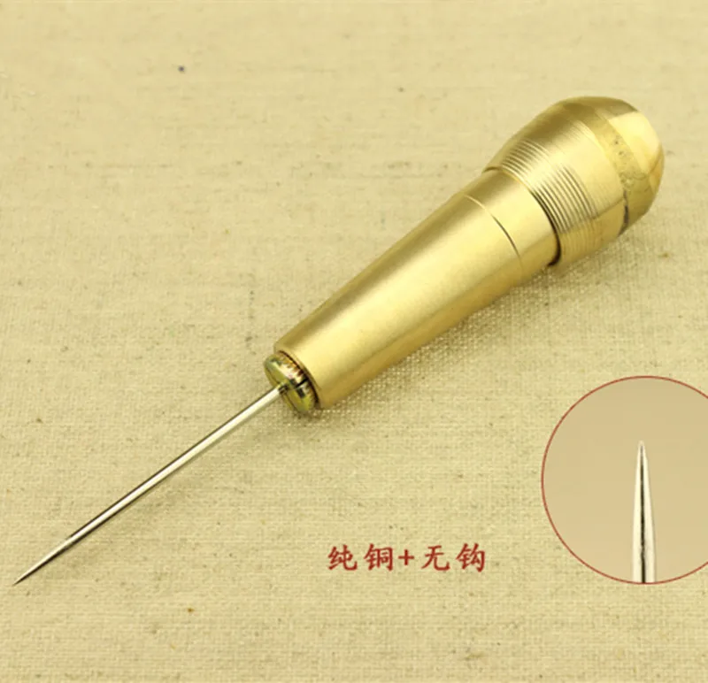 1 handle with needle Шило иглы обуви сапог ремонт вязания крючком медная Форма иглы конический инструмент DIY кожаные инструменты шитье крючком крюк холст обуви - Цвет: 1 handle with needle