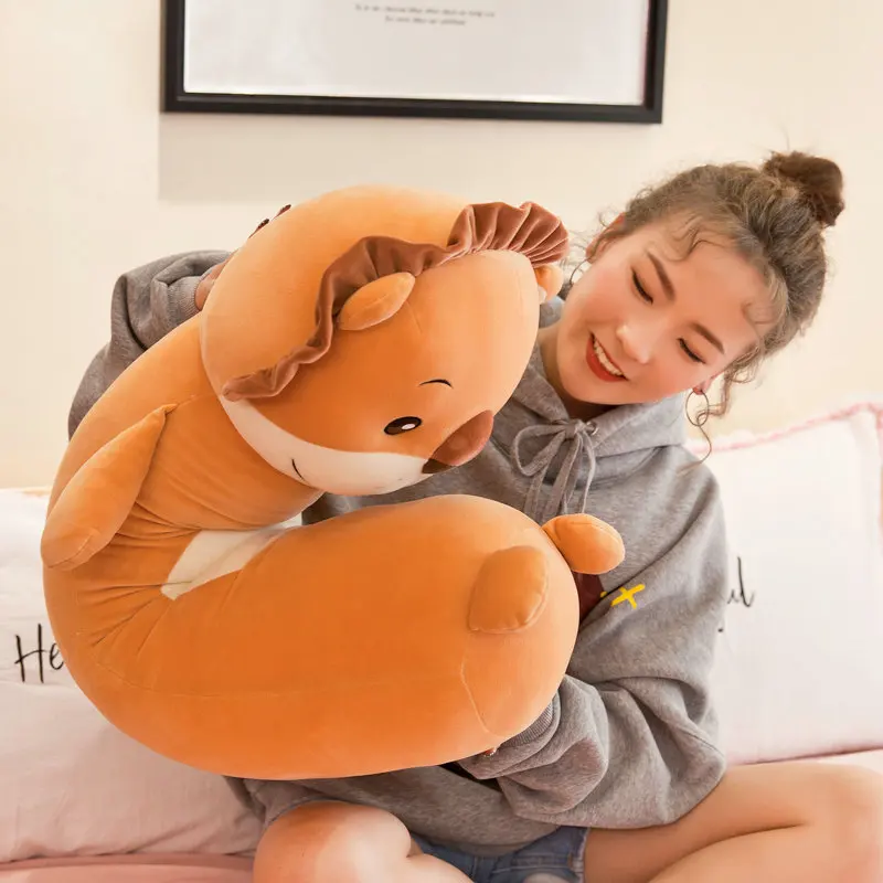 대형 사이즈 귀여운 개구리 봉제 인형 베개, 부드러운 긴 동물 인형, 사자 원숭이 쿠션,  어린이 생일 선물, 55-110cm