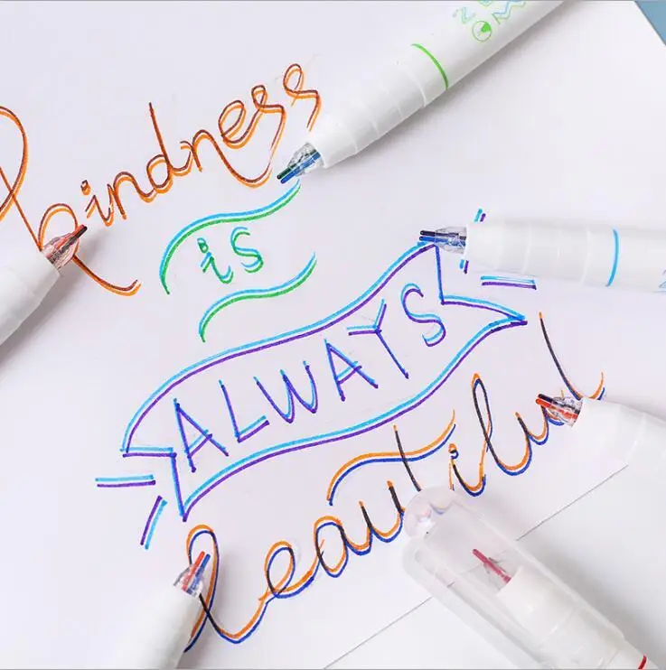 Lytwtw's Double 2 lines pen Text Creativity Cute Art Colored markers Graffiti Highlighter stationery highlighters Gift 1 Pcs highlighter pen marker pen highlighter marker art marker