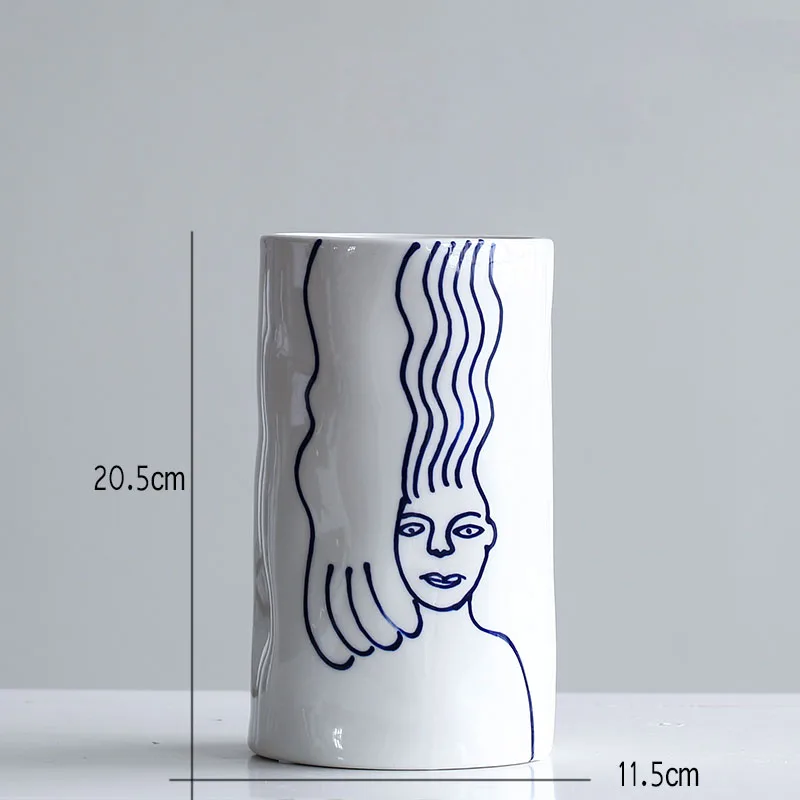Скандинавские творческие Ins стиль керамическая ваза для лица украшение гостиной стол сушеный цветок Моделирование Цветочная композиция орнамент - Цвет: small vase