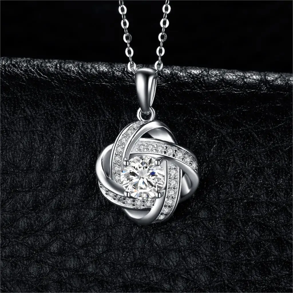 JPalace Love Knot Silver Pendant Necklace 925 Sterling Silver Choker Statement Necklace Women Silver 925 Jewelry Without Chain