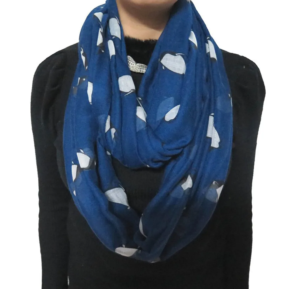 

Sleeper #P501 2019 NEW FASHION Lady Womens Cute Penguin Print Scarf wraps Shawl Soft Scarves winter schal Warm casual gifts hot