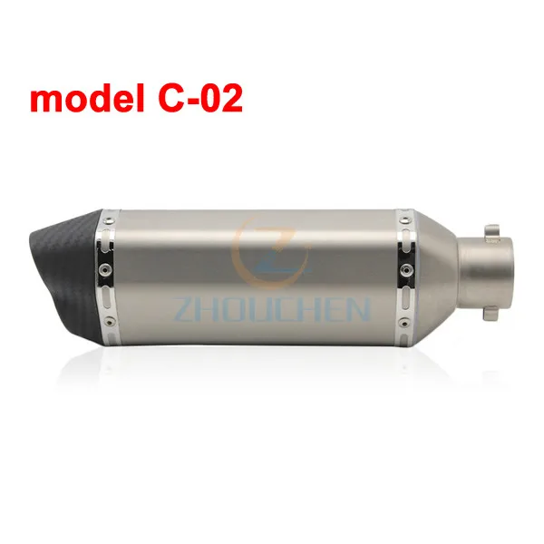 Универсальный мотоциклетный выхлоп для Akrapovic модифицированный Кроссовый глушитель для FZ6 CBR250 CB600 MT07 ATV Dirt Pit dot мини-велосипед - Цвет: model C-02