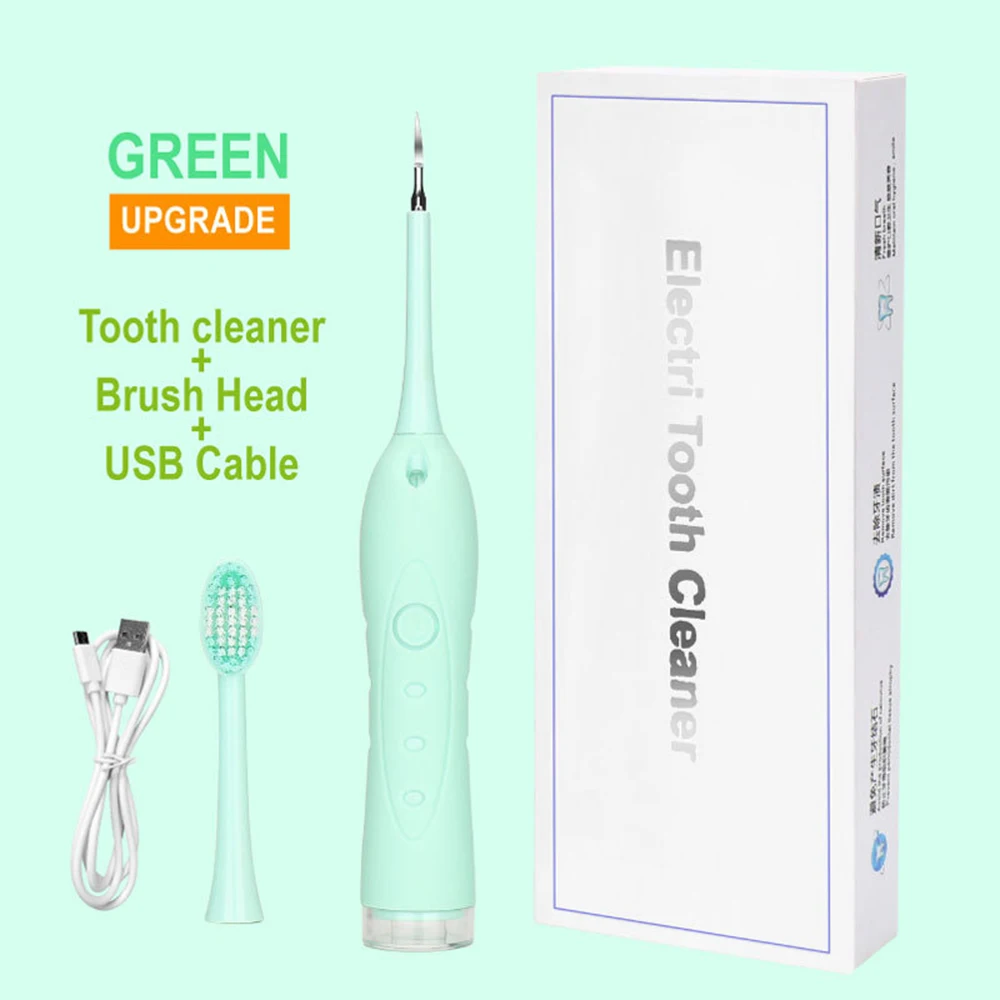 Green 1 Bfaccia Electric Sonic Ultrasonic Dental Scaler Tooth Stains Tartar Portable USB Charging Calculus Remover Tooth Whitening Tool - Цвет: Green 1