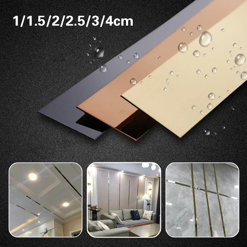 5 Meter Selfadhesive Stainless Steel Flat Decorative Lines Background