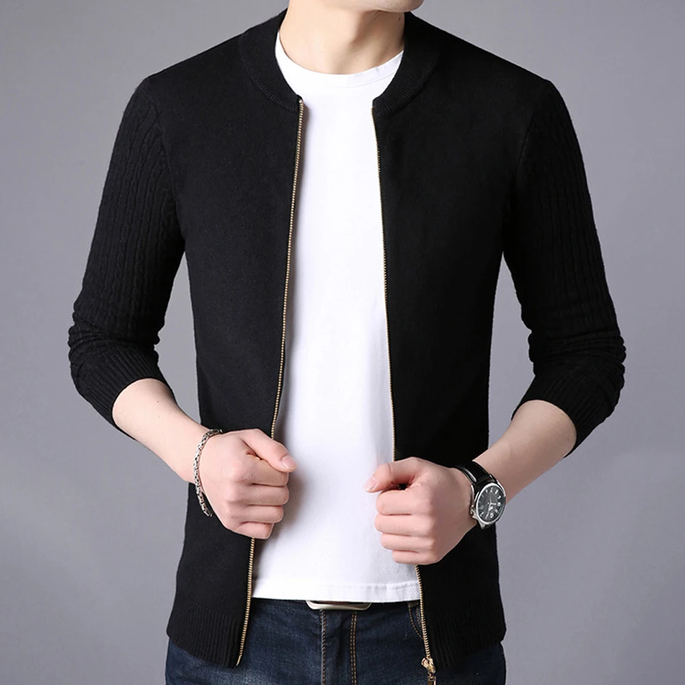 Knitted Jacket Zipper Cardigan Sweater Men Solid Spring Round Neck Sweatercoat Slim Fit Casual Sweters Coats Mens Knitwear SW06 Knitted Jacket Zipper Cardigan Sweater Men Solid Spring Round Neck Sweatercoat Slim Fit Casual Sweters Coats Mens Knitwear SW06