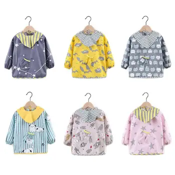 

3Pcs/Lot Waterproof Baby Kid Apron Newbor Toddler Cartoon Long Sleeve Feeding Bib Burp Cloth Accessories
