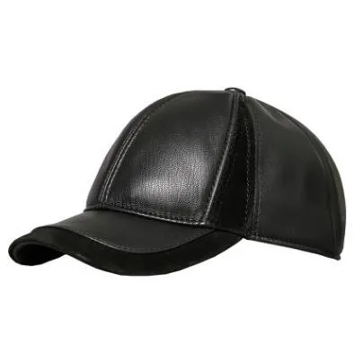 SILOQIN регулируемый размер головы мужские кожаные бейсболки из овчины модная шляпа из натуральной кожи индивидуальные бренды Snapback cap - Цвет: black