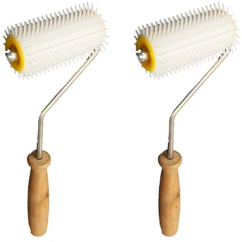 

Plastic Acupuncture Roller with Wooden Handle/Honey Extractor Tool/Honeycomb Beekeeping Equipment (2, Plastic)