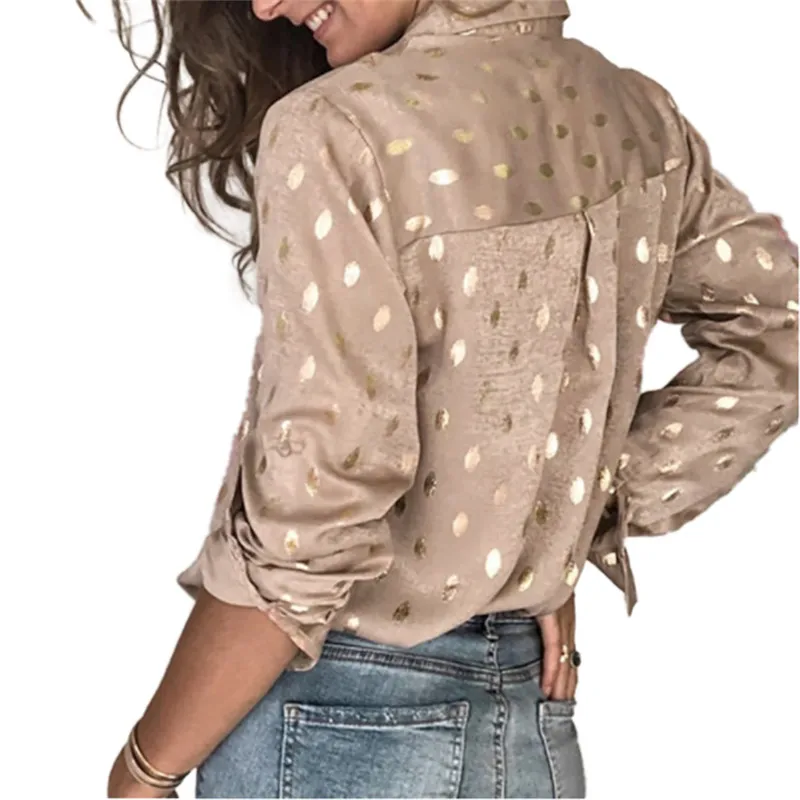 2020 Spring Summer Women Dots Print Blouse Shirt Female Tops Long Sleeve Casual Turn-down Collar OL Style Women Loose Blouses 2020 Spring Summer Women Dots Print Blouse Shirt Female Tops Long Sleeve Casual Turn-down Collar OL Style Women Loose Blouses