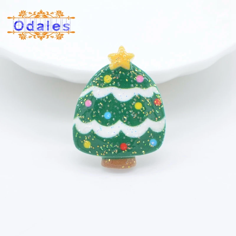 30 шт./лот Забавный Снеговик блеск с плоской спинкой кабошон X-mas вечерние DIY мультяшный Рождественский Снеговик рождественское ручное творчество Diy Смола поставка - Цвет: Tree 3