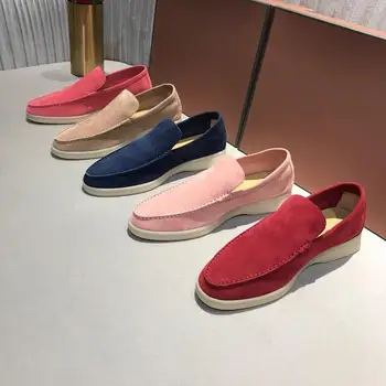 

Hot Sale Flats Shoes Women Spring Slip On Flats Comfort Leather Driving Flats Real Leather Shoes Women Zapatos De Mujer