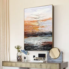 

Modern Abstract Painting Hand Painted Landscape Lake Oil Painting Wall Art Abstract Textured Art On Canvas Home Wal Decoration