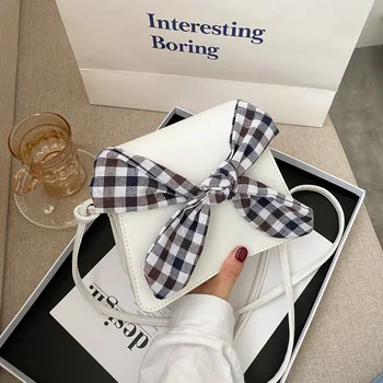 

Bowknot lady pouch 2020 spring new sweet girl bag one shoulder messenger small square bag casual style handbag