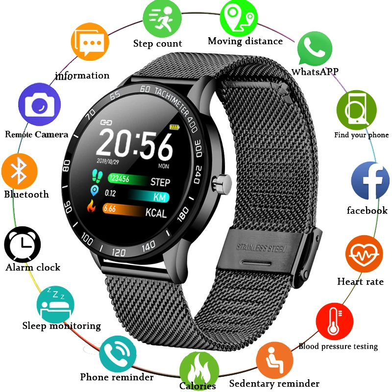  LIGE 2019 New Smart Watch Men OLED Color Screen Heart Rate Blood Pressure Multi-Function Mode Sport - 4000290737016