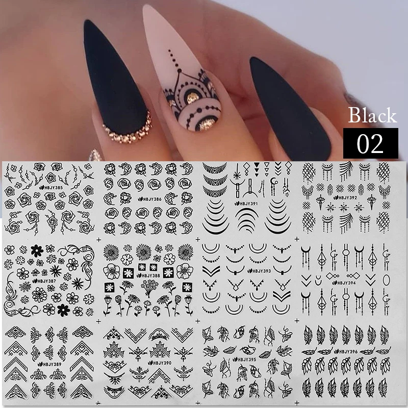 Faux Ongles + Adhésifs - Beige Transparent Motifs Blancs Géométriques - Neuf Emballé
