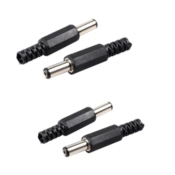 

50 Pcs Male Solder DC Power Barrel Tip Plug Jack Straight Connectors 5.5X2.1mm & 5.5X2.5mm