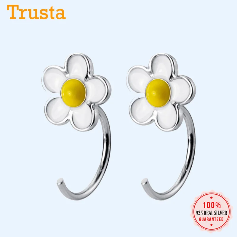 Trusta минималистичные подлинные 925 пробы серебряные модные крошечные милые серьги-гвоздики в виде цветка для женщин и девочек детский подарок на день рождения DA477